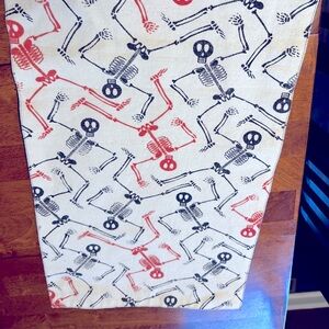 Halloween Dancing Skeletons Reversible Black Cloth Table Runner
